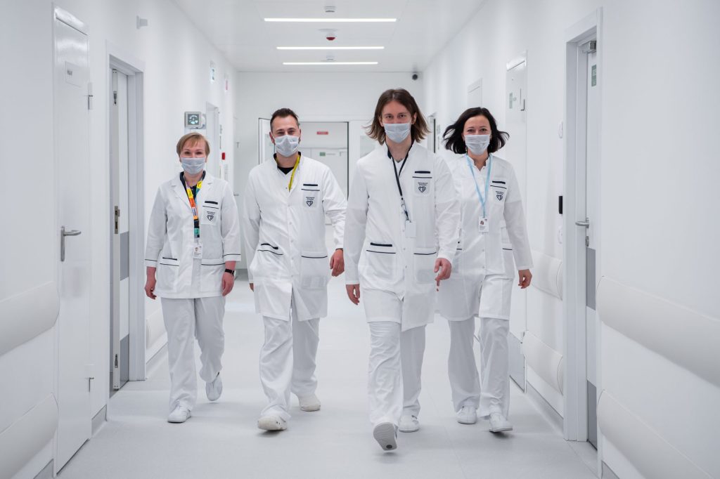 hospital oncology ward corridor, no faces