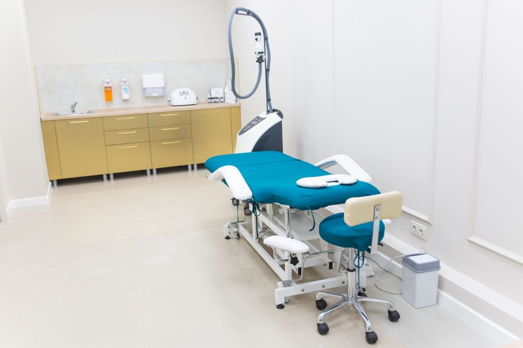 hyperbaric oxygen therapy chamber in modern medical clinic, no people